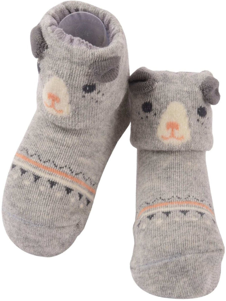 Yellow Bee Grey Bear Baby Socks – Side View