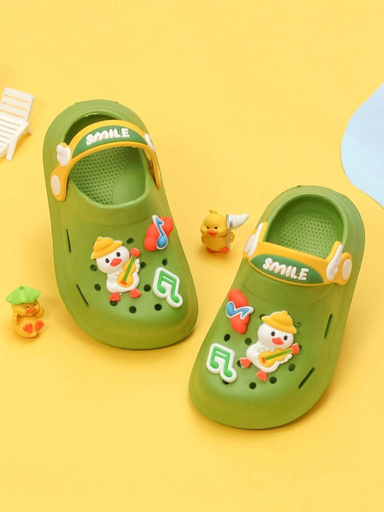 Creative Display of Groovy Tunes Green Clogs for Boys by yellow bee