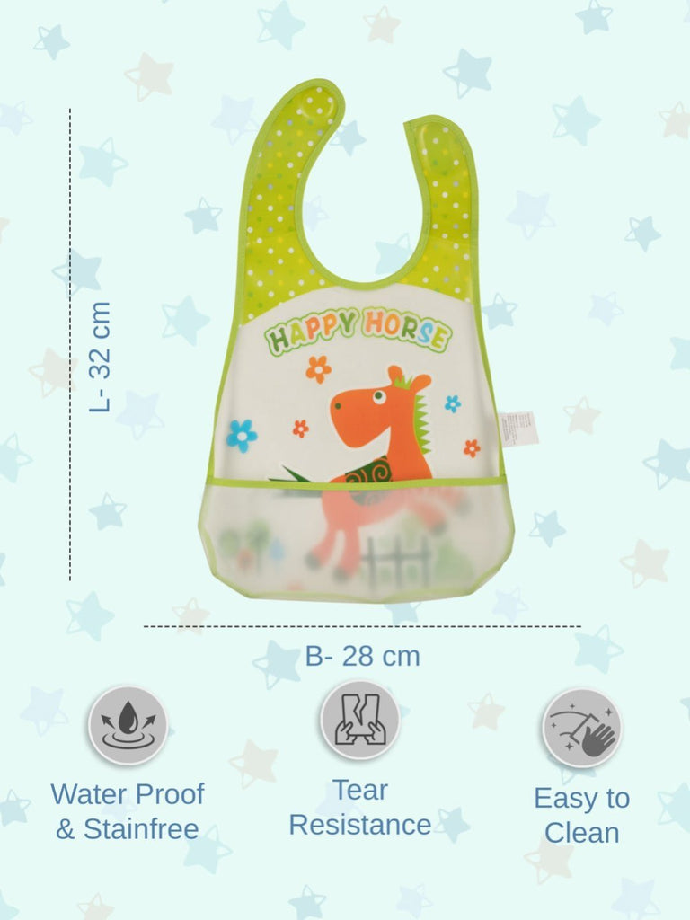 Dimension Infographic of Happy Horse Waterproof Baby Bib - 32 cm Length and 28 cm Width