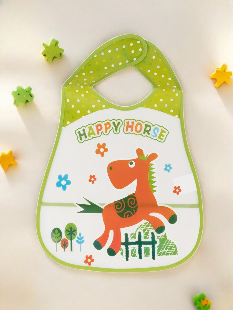 Happy Horse Waterproof Baby Bib with Fun Farm Animal Design- Creative View