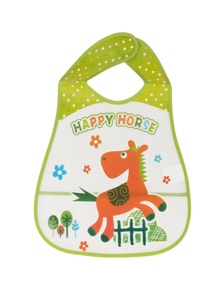 Creative View of Happy Horse Waterproof Baby Bib with Farm Animal Design