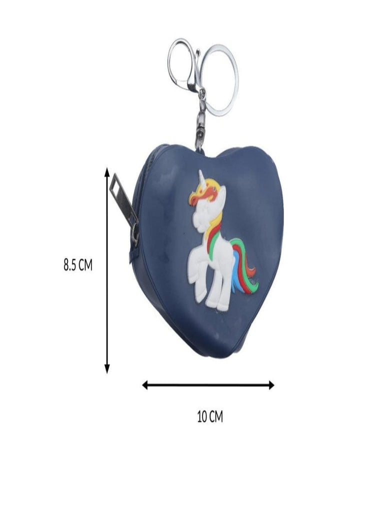 Measurement view of the Heart-Shaped Navy Coin Pouch, displaying its dimensions for size reference.