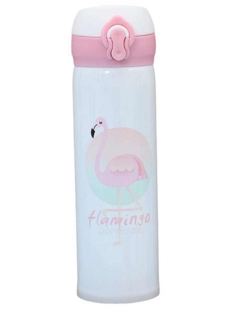 Hot & Cold Flamingo Thermos Flask, White - 500 ml-Front View