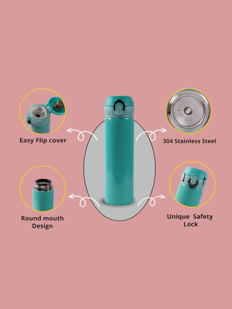 Insulated Hot & Cold Stainless Steel Flask Water Bottle - Aqua, 500 ML- stainless steel view