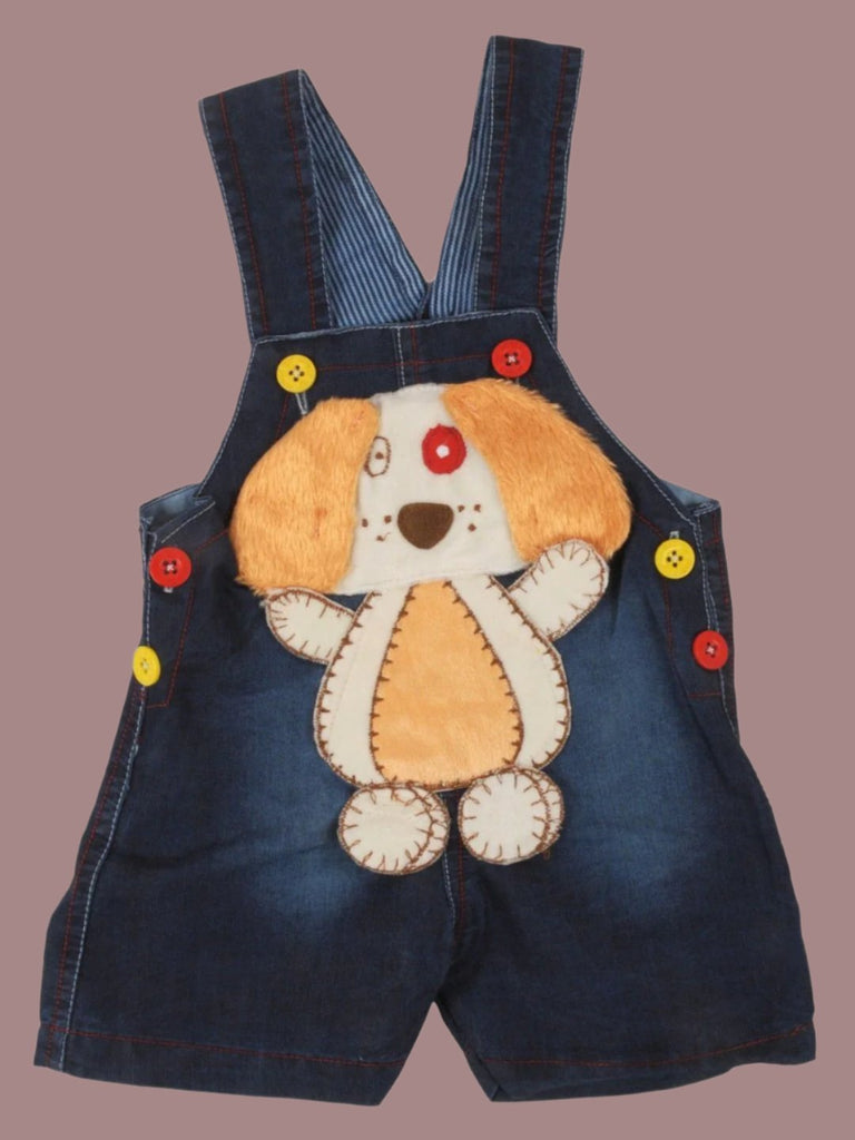 Front view of Jaybee Adorable Puppy Design Yellow Dungaree for Boys.