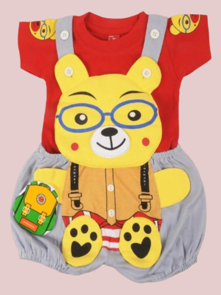 JaybeeClubBabyRomper-YellowBearDesignwithRedT-Shirtfrontview