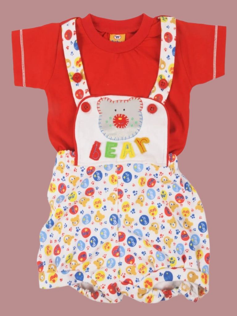 JaybeeBabydungaree-BearDesignwithRedT-ShirtandColorfulPrintfullview