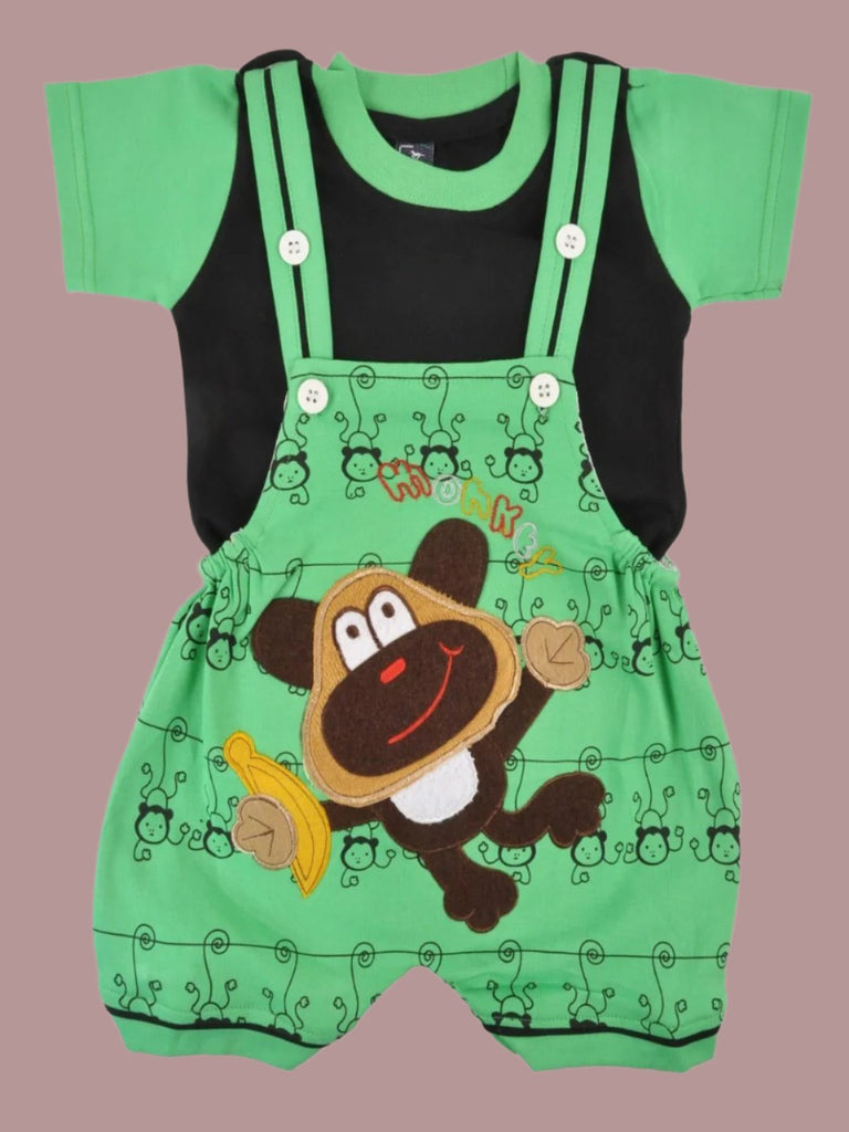 jaybeeClubBabyRomper-GreenMonkeyDesignwithBlackT-Shirtfullview