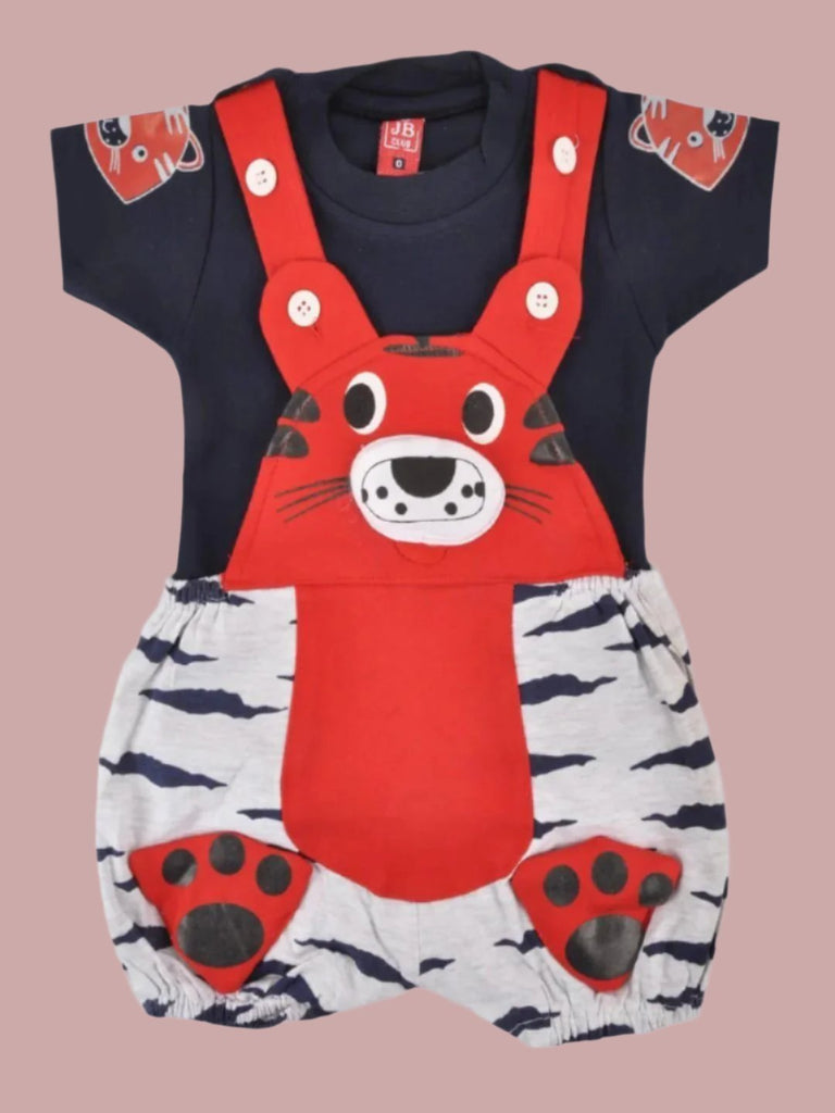 JBClubBabyRomper-RedTigerDesignwithNavyBlueT-Shirtfullview