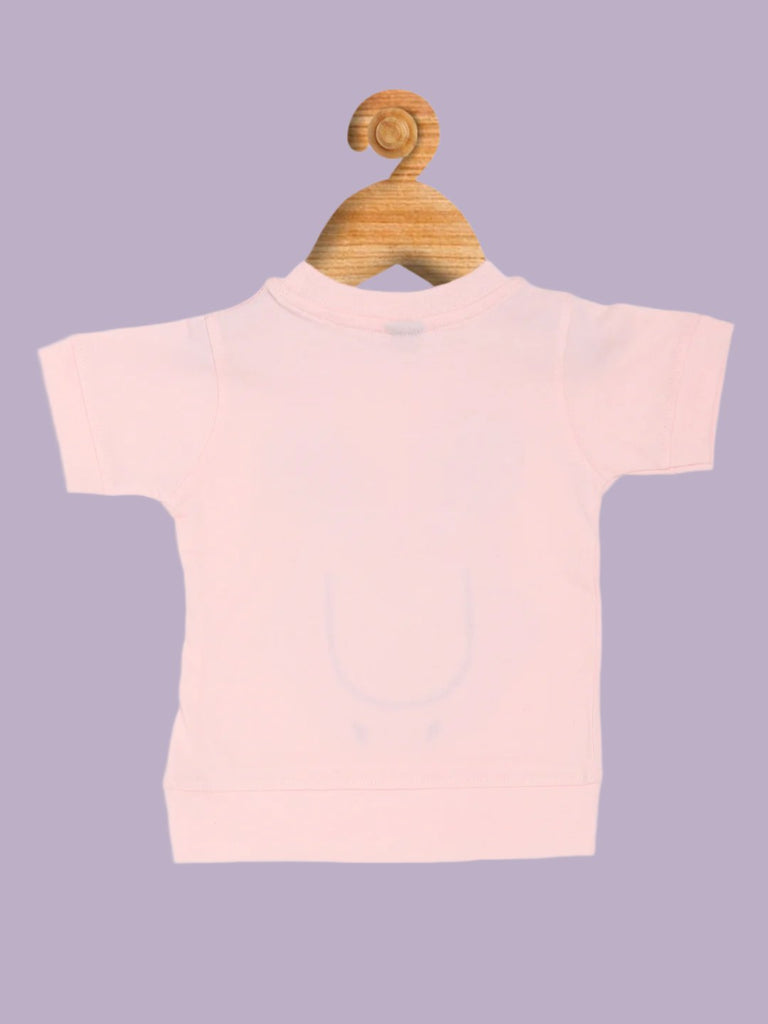 Back View of Baby Girls’ Elephant Appliqué T-Shirt in Pink