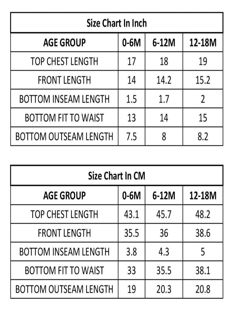 size chart for cotton denim set