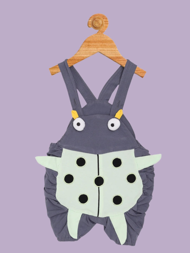 Boy's Beetle-Inspired Dungaree with Fun 3D Design front view