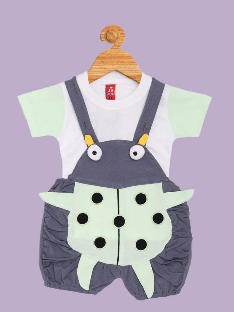 Boy's Beetle-Inspired Dungaree with Fun 3D Design full view