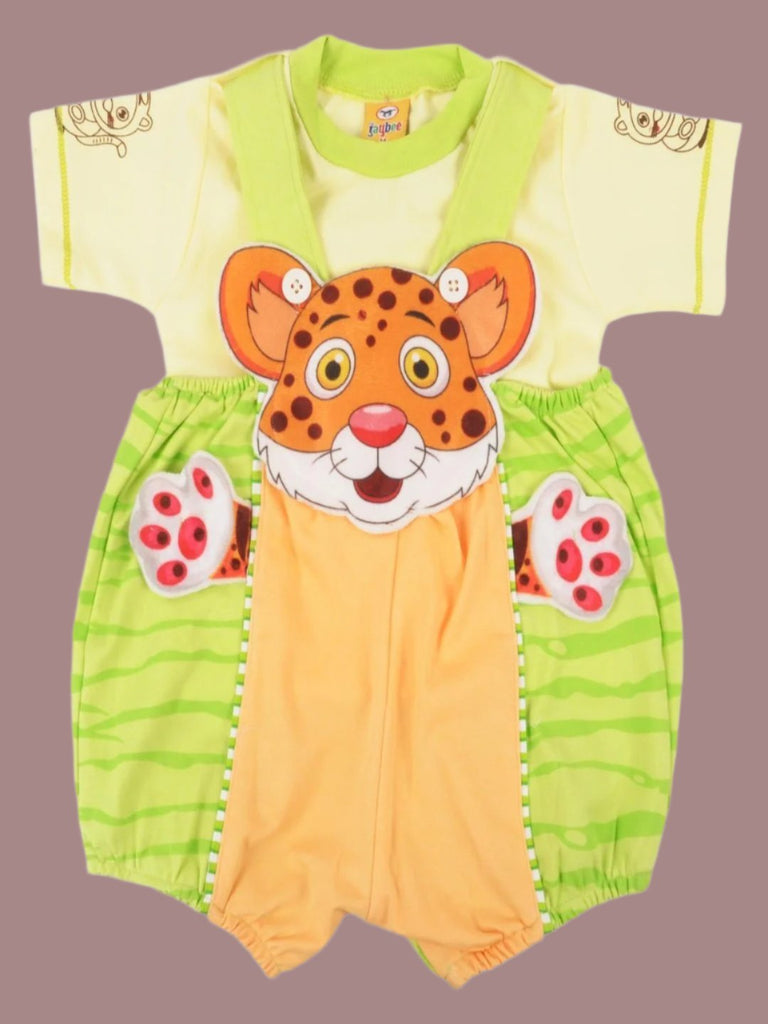 Creative view of Jaybee Boy’s Leopard Face and Paw Design Dungaree Set