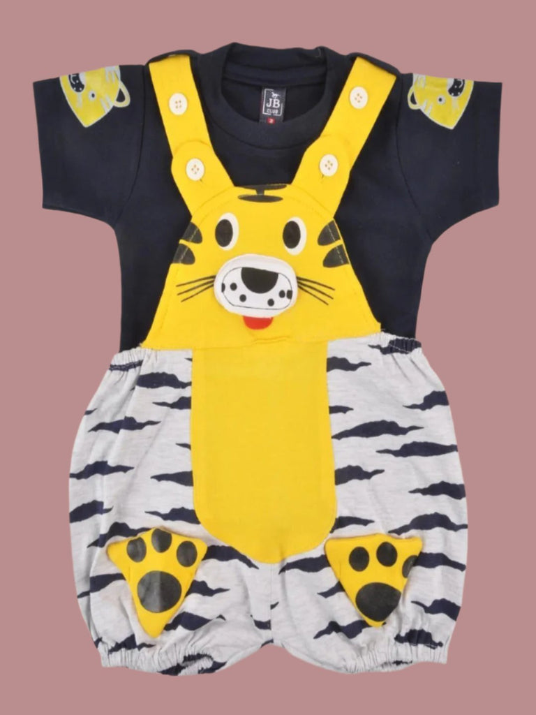 jaybeeClubBabyRomper-YellowTigerDesignwithNavyBlueT-Shirtfullview