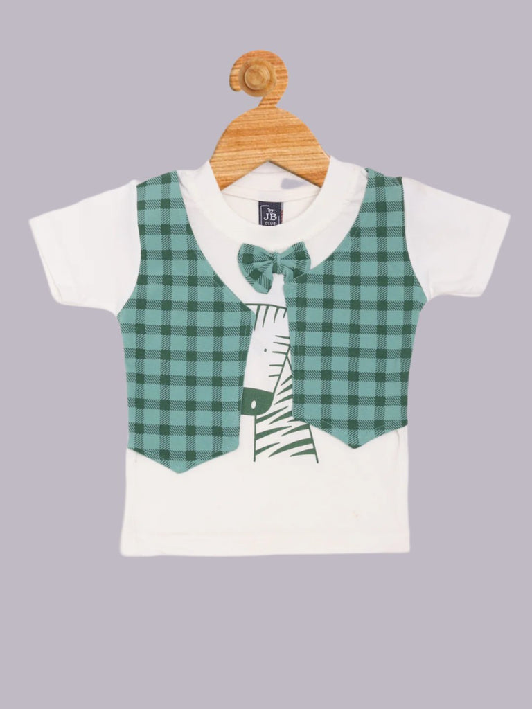 Jaybee Boy’s Giraffe Graphic T-Shirt and Plaid Shorts Set Bottom View