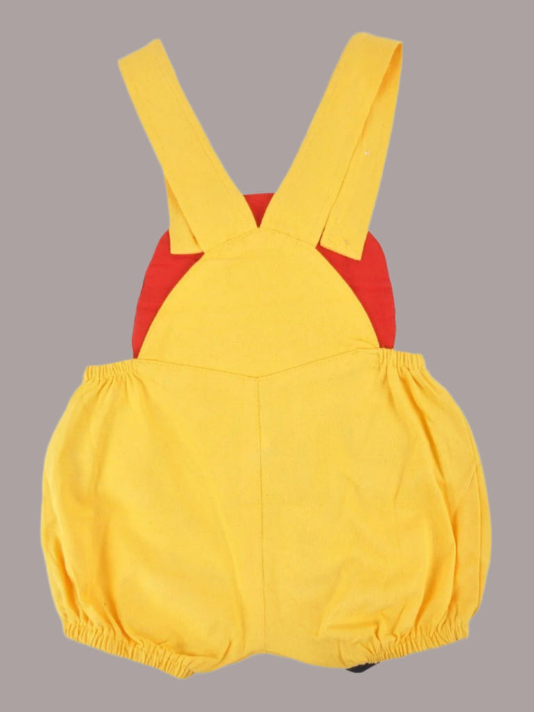 Back view of Jaybee Boy’s Yellow Lion Dungaree with Bow Tie and T-Shirt Set