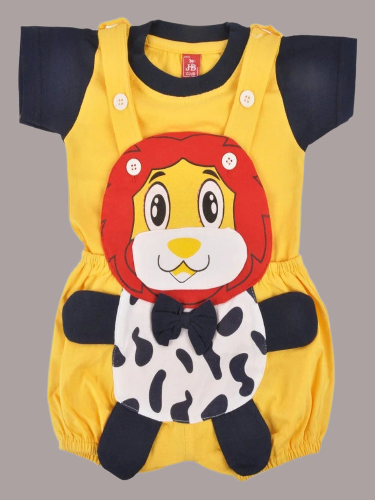 Creative view of Jaybee Boy’s Yellow Lion Dungaree with Bow Tie and T-Shirt Set