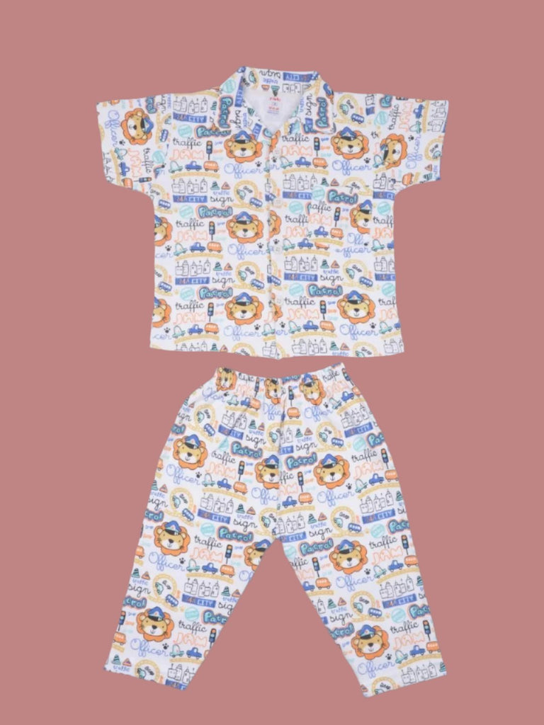 BoysAdorableLionPatrolOfficerPrintShirtandPantSetfrontview