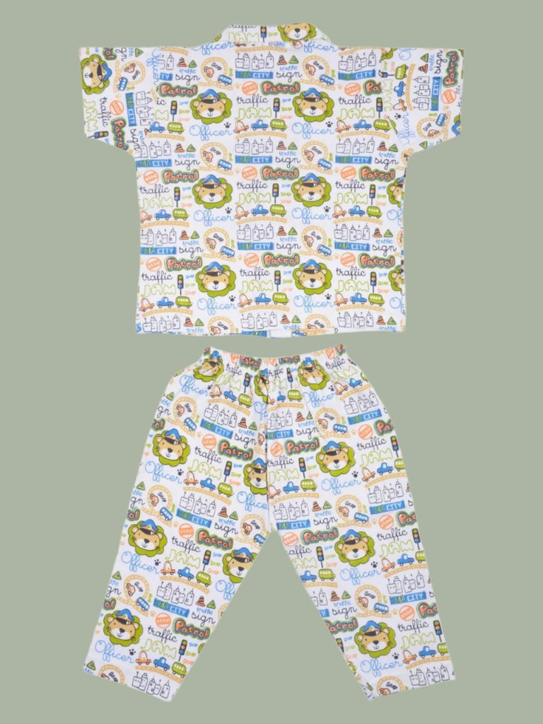 BoysFunPatrolOfficerLionPrintShirtandPajamaSetbackview