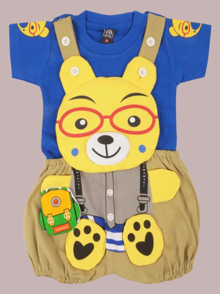 jaybeeClubBabydungaree-YellowBearDesignwithBlueT-Shirtfullview