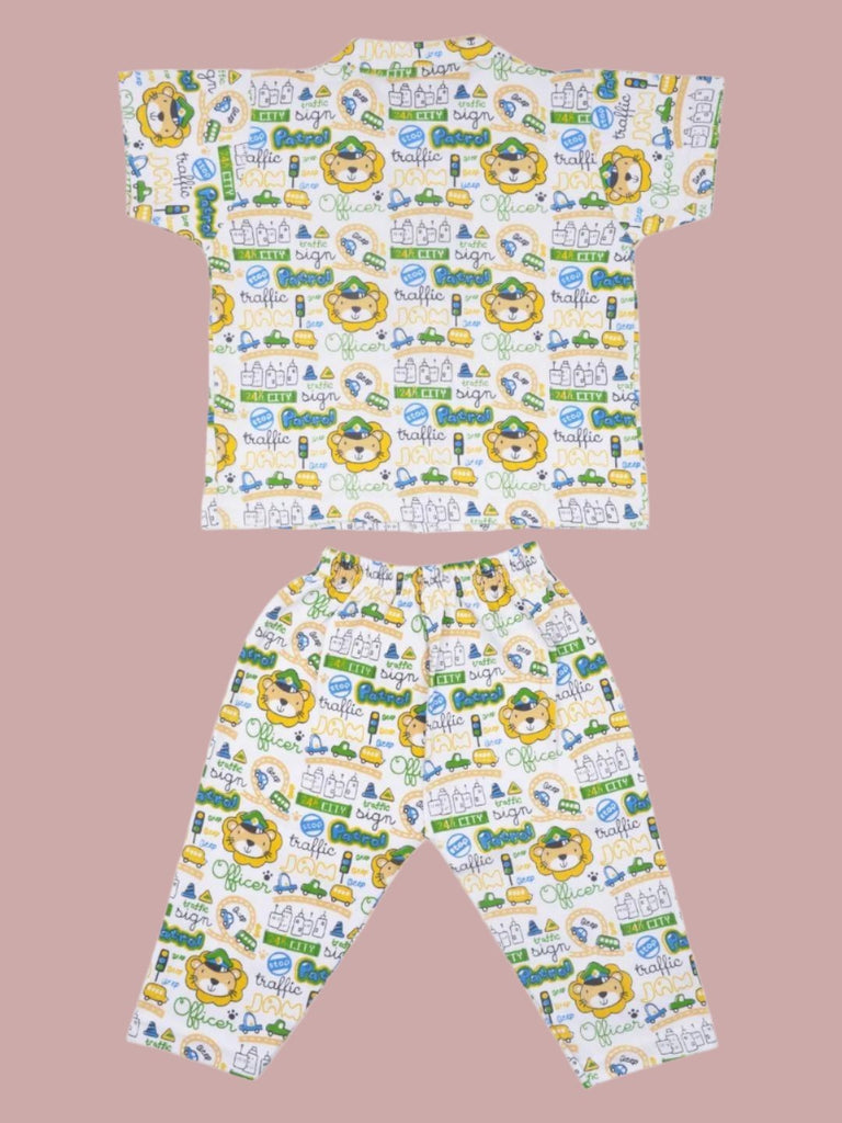 Boys Vibrant Lion Patrol Officer Print Shirt and Pant Set back view