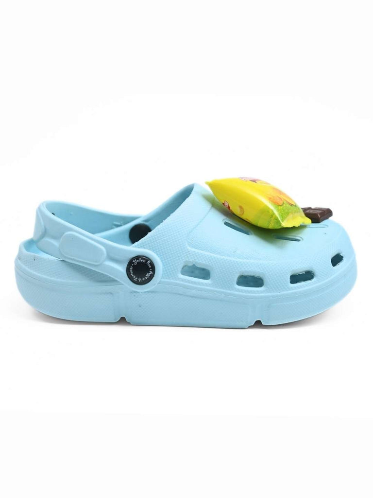 Joyful Clogs with 3D Burger, Fries & Chocolate Charms for Boys- Blue - Side View