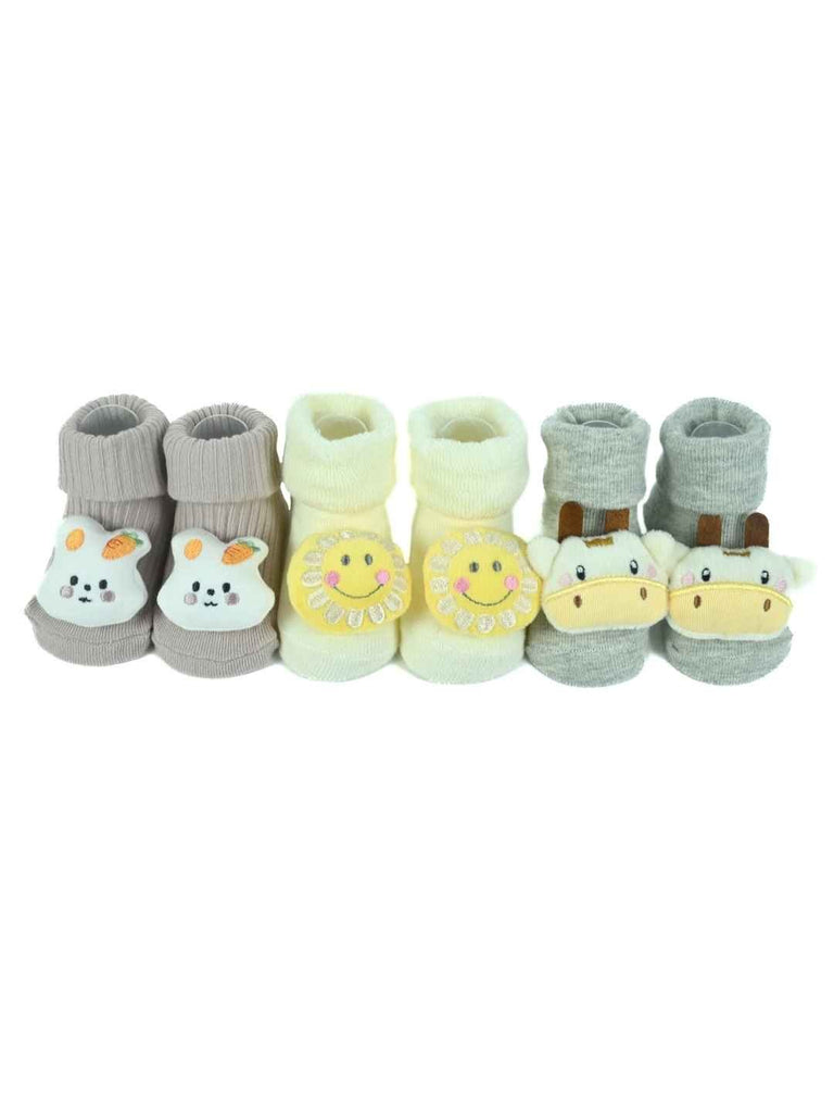 Joyful Jungle Baby Socks – Bunny, Giraffe & Sunshine-Themed Socks (3-Pack)-Full View