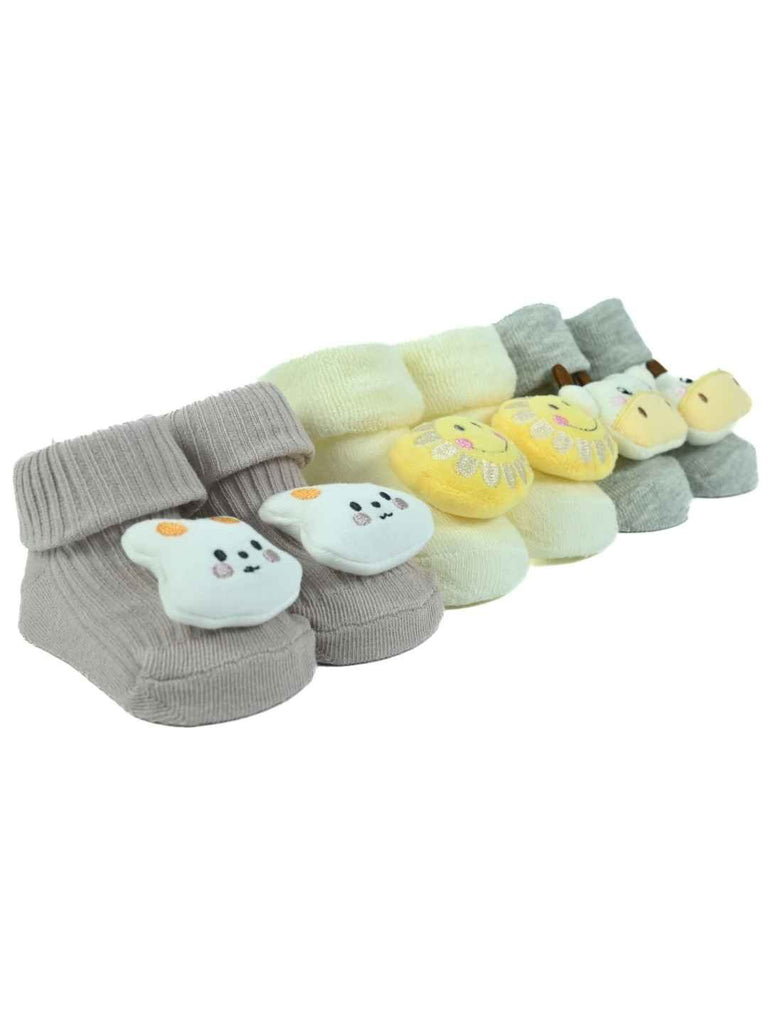 Joyful Jungle Baby Socks – Bunny, Giraffe & Sunshine-Themed Socks (3-Pack)-Angle View