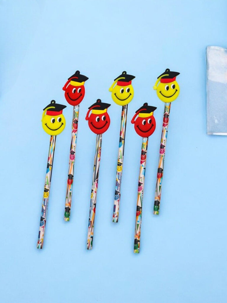 Yellow_Bee_Pencil_with_Smiley_Motifs_Yellow_Red_Pack_of_6