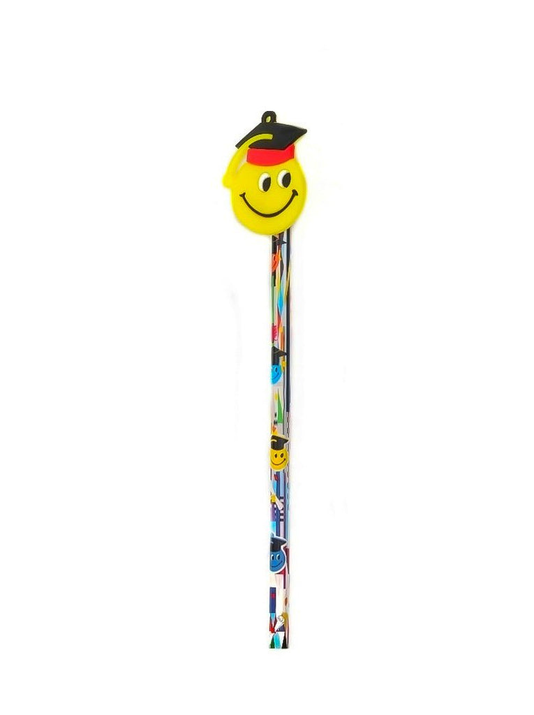 Front View of Yellow Bee Pencil Pack with Smiley  Motifs