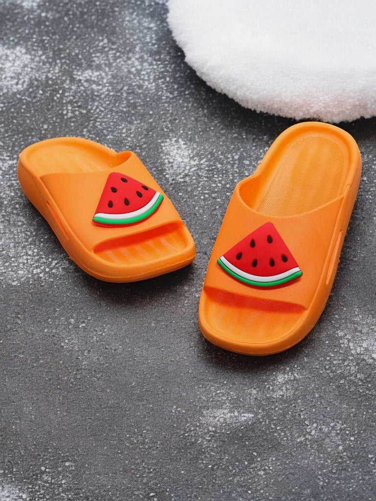 Juicy Orange Watermelon Applique Slides For Girls