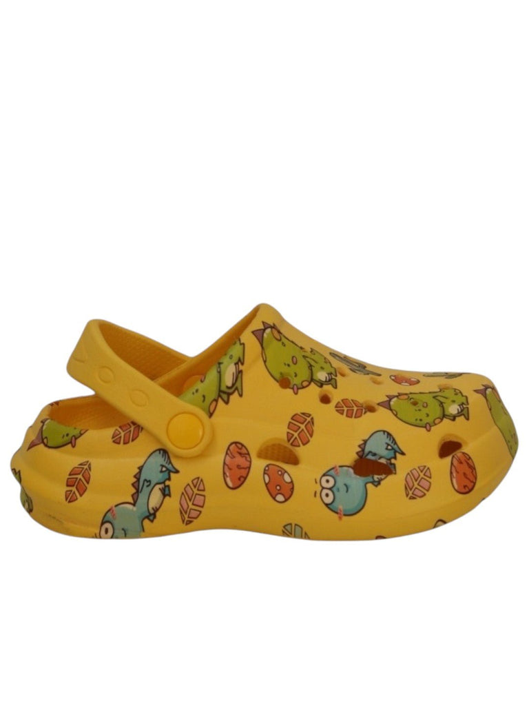 Yellow_Bee_Jurassic_Joy_Dino_Print_Clogs_for_Boys-_Side_View