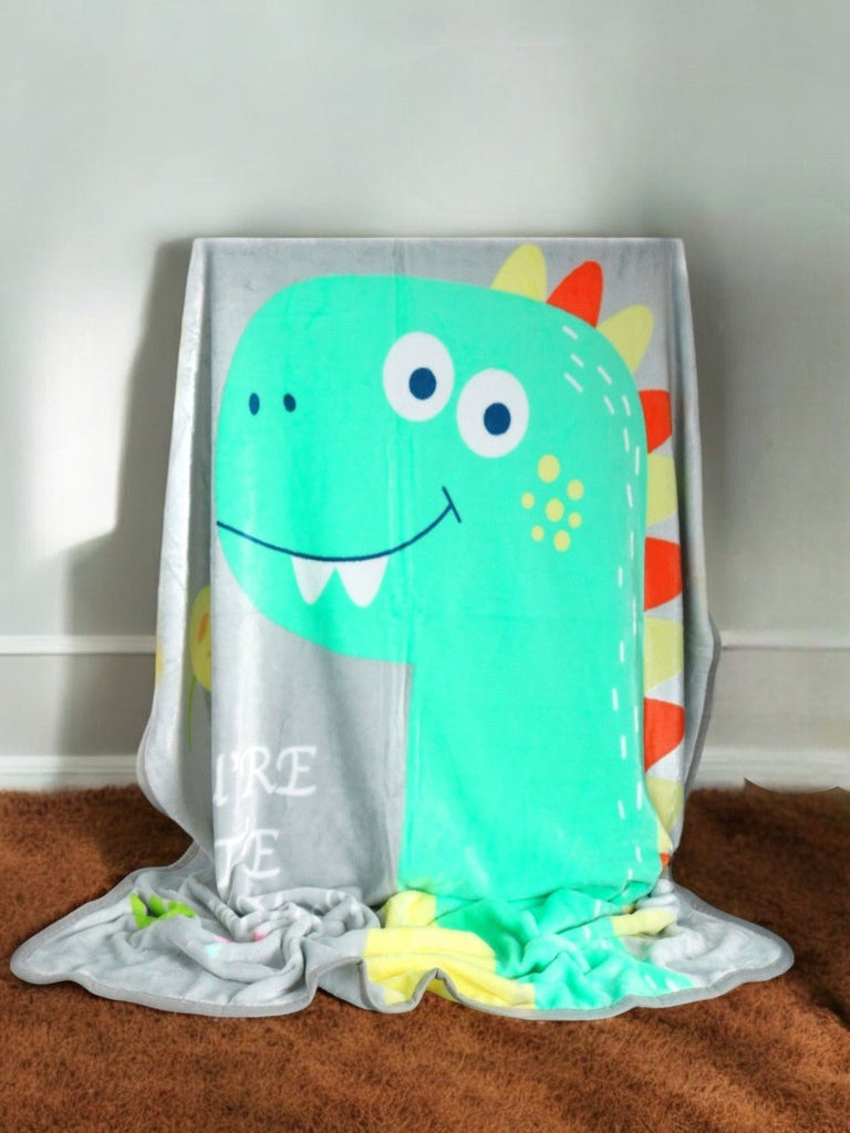 Yellow Bee Flannel Dino Blanket for Boys-main