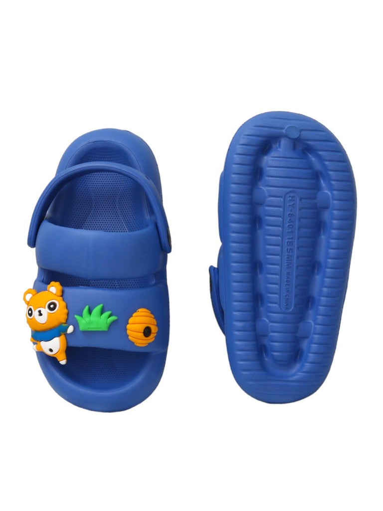 Top and Bottom Perspective of Kids' Blue Teddy Sandals