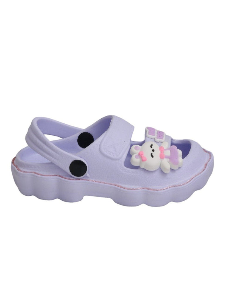 Side View of Lavender Sandals with Cute Bunny Character for Kids By Yellow Bee