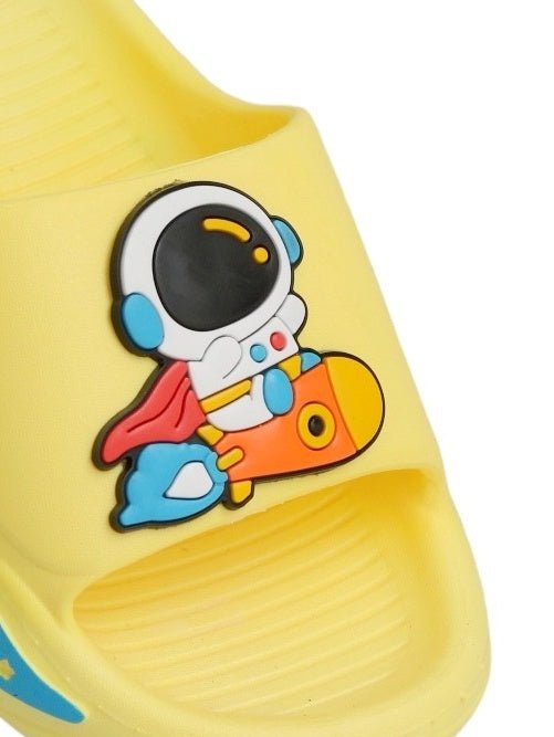 Close-up of the cartoon astronaut detail on Yellow Bee Kids' Sliders