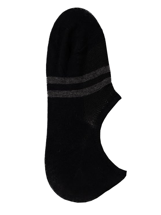 A black loafer sock with grey stripes, part of the Yellow Bee boys' collection, featuring a non-slip heel