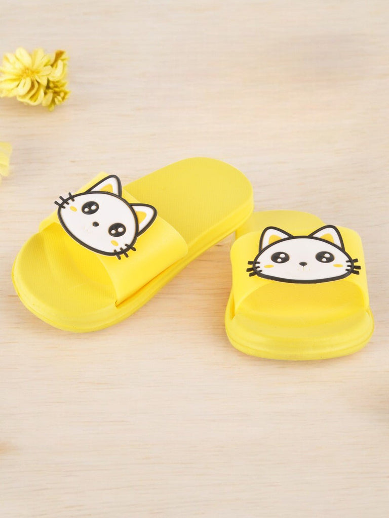 Kitty Face Slides for Girls in Yellow - creative View