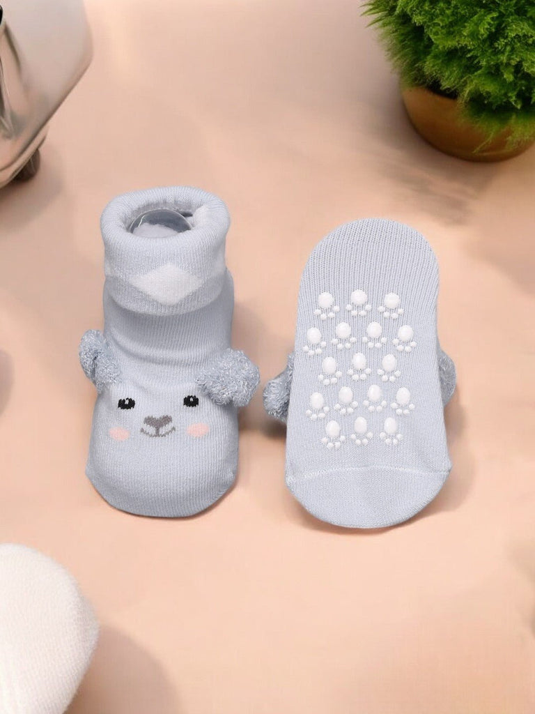 Light Blue Baby Booties with Non-Slip Bottom – Creative View