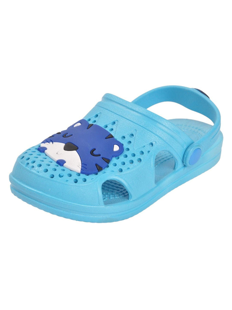 Light Blue Tiger Face Sandals For Boys Angle View.
