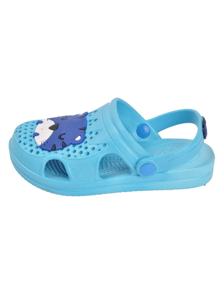 Light Blue Tiger Face Sandals For Boys Side View.