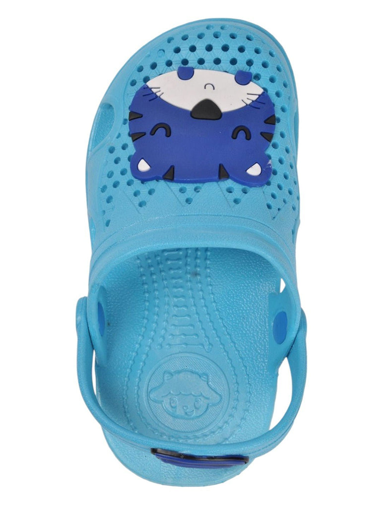 Light Blue Tiger Face Sandals For Boys Close Up  View