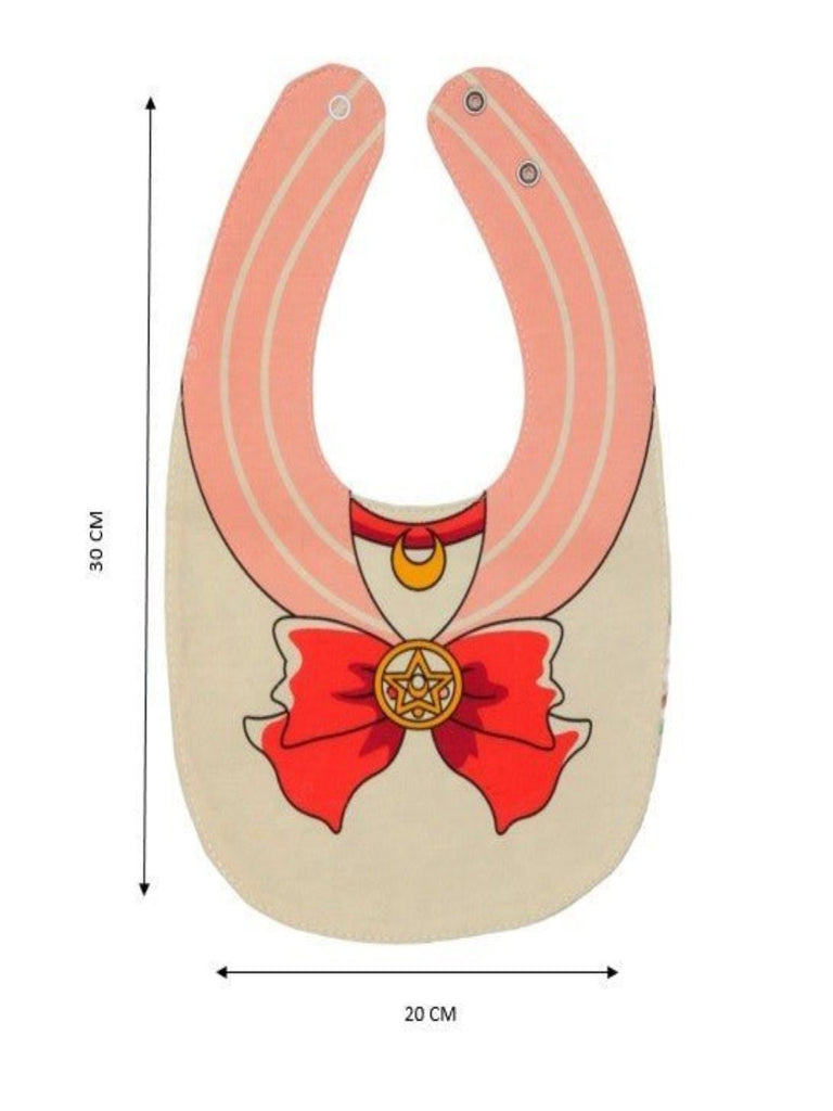 Measurement details of the Little Adventurer Cape Cotton Baby Bib for Girls.