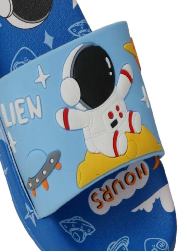 Close-up view showcasing the detailed astronaut and spaceship design on the Blue Slides