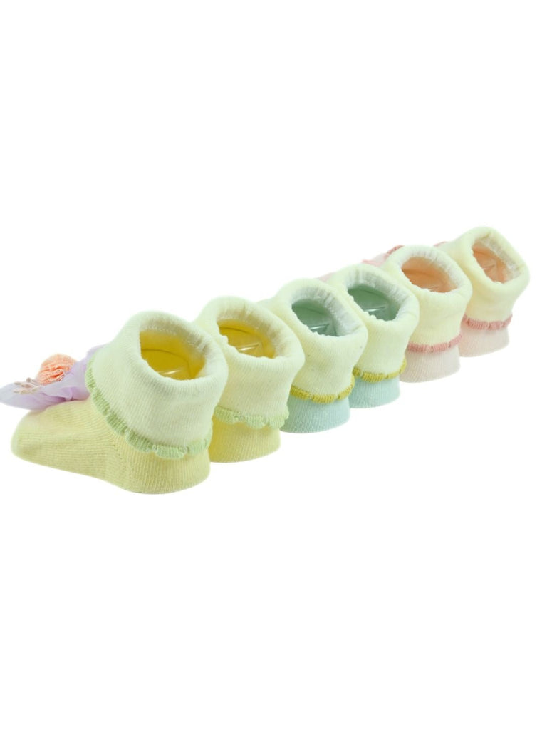 Little Blossom Baby Socks – 3D Flower Pastel Ankle Booties for Girls - Multi - Back View