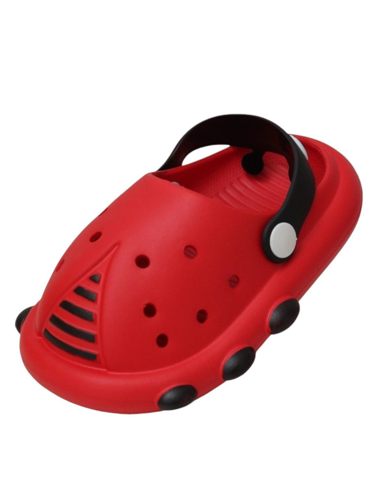 yellow bee Red Ladybug Clogs for Kids- Side Angle View