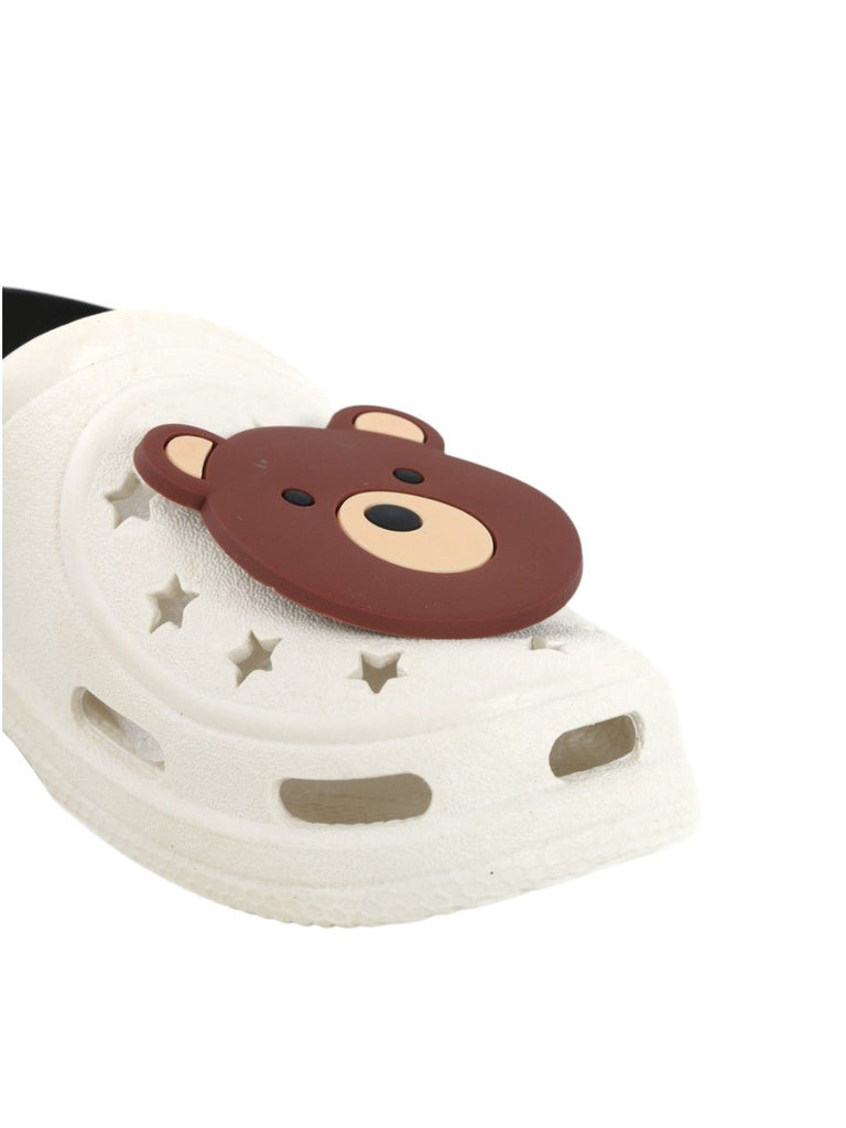 Little Explorer Beige Bear Motif Clogs - Comfy Steps for Tiny Feet-Close up view