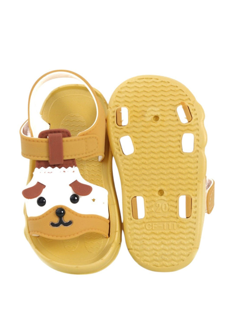 Little Explorer Yellow Puppy Sandals For Boys-Front & Back View