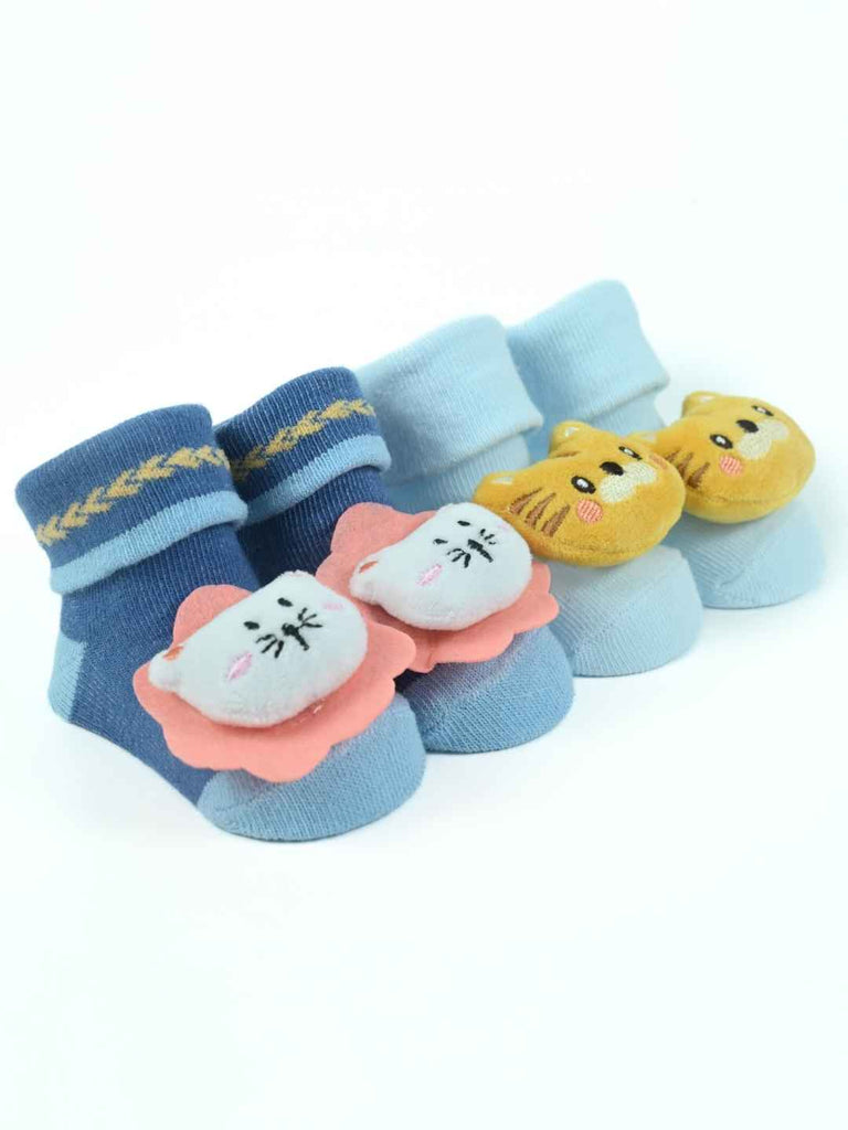 Little Roamers Animal Baby Socks Combo – Tiger & Kitty Designs for Cozy Little Feet-Angle View
